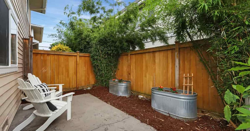 Privacy fence in backyard